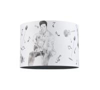 Happy Homewares Elvis Presley Themed Linen Lampshade with Famous Poses and Guitars Musical Notes | 25cm x 18cm | 60w Maximum | Inner Cotton Lining