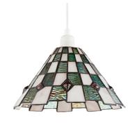 Happy Homewares Emerald Green and Opal White Tiffany Pendant Shade with Ruby Red Beads