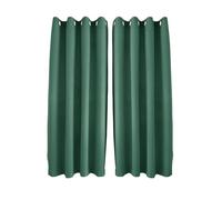 Happy Homewares Emerald Green Linen Blackout Curtains - 46 x 54 Inch Drop - Elegant Eyelet Curtains with Soft Linen Texture - 2 Panels for Bedroom or Living Room