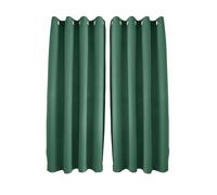 Happy Homewares Emerald Green Linen Blackout Eyelet Curtain Pair - 46 x 63 Inch Drop
