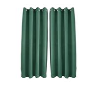 Happy Homewares Emerald Green Linen Blackout Eyelet Curtain Pair - 46 x 63 Inch Drop