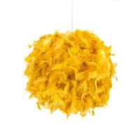 Happy Homewares Eye-Catching and Designer Small Ochre Feather Decorated Pendant Lighting Shade