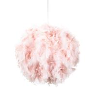 Eye-Catching and Modern Real Natural Pink Feather Decorated Small Pendant Light Shade 40watt Maximum Perfect Statement Piece 25cm Diameter by Happy Homewares