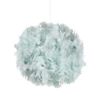 Happy Homewares Eye-Catching and Modern Real Natural Duck Egg Blue Feather Decorated Small Pendant Light Shade 40watt Maximum Perfect Statement Piece 25cm Diameter