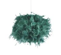Happy Homewares Eye-Catching and Modern Real Natural Forest Green Feather Decorated Small Pendant Light Shade 40watt Maximum Perfect Statement Piece 25cm Diameter