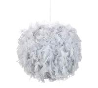Eye-Catching and Modern Real Natural Grey Feather Decorated Small Pendant Light Shade 40watt Maximum Perfect Statement Piece 25cm Diameter by Happy Homewares