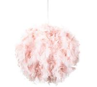 Happy Homewares Eye-Catching and Modern Real Natural Pink Feather Decorated Small Pendant Light Shade 40watt Maximum Perfect Statement Piece 25cm Diameter