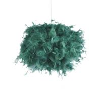 Happy Homewares Eye-Catching and Modern Small Forest Green Feather Decorated Pendant Light Shade