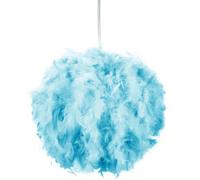 Eye-Catching and Modern Real Natural Vibrant Teal Feather Decorated Small Pendant Light Shade 40watt Maximum Perfect Statement Piece 25cm Diameter by Happy Homewares