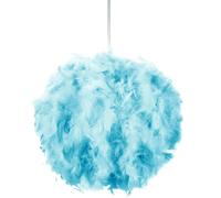 Eye-Catching and Modern Real Natural Vibrant Teal Feather Decorated Small Pendant Light Shade 40watt Maximum Perfect Statement Piece 25cm Diameter by Happy Homewares