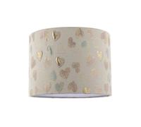 Happy Homewares Feminine Pink Duck Egg and Shiny Gold Hearts Circular Lamp Shade