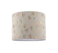 Happy Homewares Feminine Pink Duck Egg and Shiny Gold Hearts Circular Lamp Shade | Inner White Cotton Lining | 25cm x 18cm