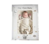 First Baby Silver Plated Frame with Gold and Silver Stars and Clouds, Silver