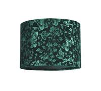Happy Homewares Floral Decorated Forest and Emerald Green Velvet Fabric Shade with Inner Lining
