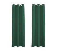 Happy Homewares Forest Green Blackout Curtains - 66 x 84 Inch Drop - Dark Elegant Eyelet Curtains with Thermal Insulation - 2 Panels for Bedroom or Living Room