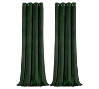 Happy Homewares Forest Green Velvet Blackout Eyelet Curtains - 46x63 Inch Drop - Pair