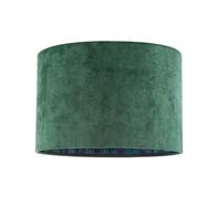 Happy Homewares Forest Green Velvet Lamp Shade with Colourful Peacock Feather Inner
