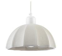 Happy Homewares Frosted White Ceramic Umbrella Pendant Light Shade With Etched Lines