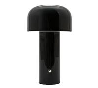 Happy Homewares Gloss Black Mushroom Style Rechargeable Touch Table Lamp with Metal Shade - USB-C Cable Included | 3-Step Touch Dimmer | 3600mAh Power | 3w 3000k LED