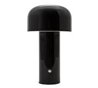 Happy Homewares Gloss Black Mushroom Style Rechargeable Touch Table Lamp with Metal Shade - USB-C Cable Included | 3-Step Touch Dimmer | 3600mAh Power | 3w 3000k LED
