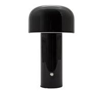 Happy Homewares Gloss Black Mushroom Style Rechargeable Touch Table Lamp with Metal Shade - USB-C Cable Included | 3-Step Touch Dimmer | 3600mAh Power | 3w 3000k LED