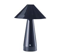 Happy Homewares Gloss Black Rechargeable Touch Dimmable Table Lamp with Matching Metal Shade