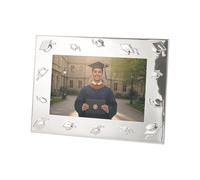 Happy Homewares Graduation Metal 4x6 Picture Frame in Nickel Plated with 3D Hat Icons | Wall or Table