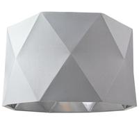 Grey Fabric Cotton 32cm Geometric Designer Lamp Shade with Inner Brushed Silver Metal Effect Lining| 60w Maximum | for Table or Pendant by Happy Homewares