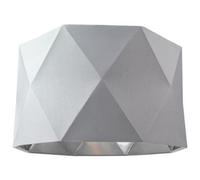 Happy Homewares Grey Cotton 12" Geometric Shade with Inner Brushed Silver Metal Effect Lining