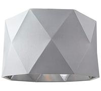 Happy Homewares Grey Fabric Cotton 32cm Geometric Designer Lamp Shade with Inner Brushed Silver Metal Effect Lining| 60w Maximum | for Table or Pendant