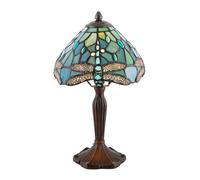 Happy Homewares Hand Crafted Stained Glass Dragonfly Tiffany Table Lamp in Emerald | Size: 8 inches Happy Homewares Emerald 8 inches