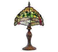 Happy Homewares Hand Crafted Stained Glass Dragonfly Tiffany Table Lamp in Green | Size: 8 inches Happy Homewares Green 8 inches