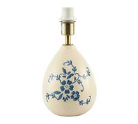 Happy Homewares Hand Painted Blue Floral Themed Ceramic Table Lamp Base with Switch