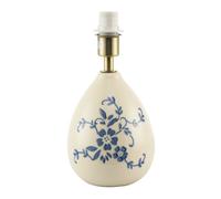 Happy Homewares Classic Hand Painted Blue Floral Themed Ceramic Table Lamp Base with Switch | 1 x E14 7w | 24cm x 13cm | Antique Brass Lamp Holder