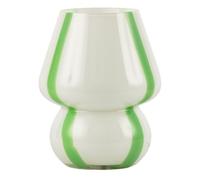 Happy Homewares Handcrafted Art Glass Table Lamp In Soft White With Bold Green Ribbons