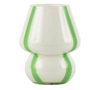Happy Homewares Handcrafted Art Glass Table Lamp In Soft White With Bold Green Ribbons