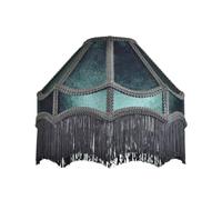 Happy Homewares Handmade Victorian Empire Pendant Lamp Shade in Emerald Green Velvet with Embroidered Trims and Tassels | 30cm x 19cm | for Pendant Floor or Table Lamp