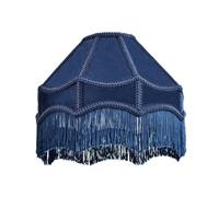 Happy Homewares Handmade Victorian Empire Pendant Lamp Shade in Midnight Blue Velvet with Embroidered Trims and Tassels | 30cm x 19cm | for Pendant Floor or Table Lamp