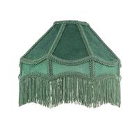 Happy Homewares Handmade Victorian Empire Pendant Lamp Shade in Soft Forest Green Velvet with Embroidered Trims and Tassels | 30cm x 19cm | for Pendant Floor or Table Lamp