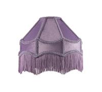 Happy Homewares Handmade Victorian Empire Pendant Lamp Shade in Soft Lilac Velvet with Embroidered Trims and Tassels | 30cm x 19cm | for Pendant Floor or Table Lamp
