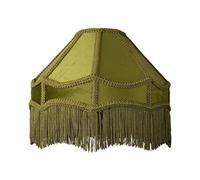 Happy Homewares Handmade Victorian Empire Pendant Lamp Shade in Soft Olive Green Velvet with Embroidered Trims and Tassels | 30cm x 19cm | for Pendant Floor or Table Lamp
