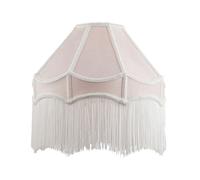 Happy Homewares Handmade Victorian Empire Pendant Lampshade in Soft Pink Velvet with Embroidered Trims and Long Tassels | 40cm x 26cm | for Pendant Floor or Table Lamp