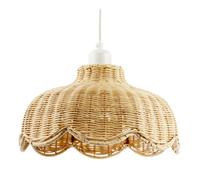 Happy Homewares Handwoven Natural Rattan Pendant Light Shade With Scalloped Edge