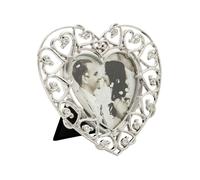 Happy Homewares Heart Themed 4x4 Silver Picture Frame with Small Diamante Crystals