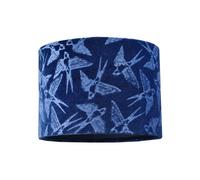 Happy Homewares Highlighted Bird Decorated Navy Midnight Blue Velvet Fabric Lamp Shade with Inner Cotton Lining | 25cm Diameter | for Table Lamp or Pendant