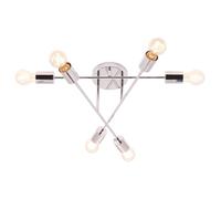 Industrial Designer Styled Ceiling Light with Straight Metal Arms Happy Homewares Silver One Size