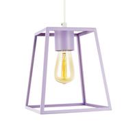 Happy Homewares Industrial Lantern Lamp Shade In Soft Lilac With Square Top And Bottom