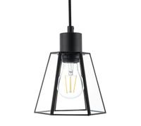 Happy Homewares Industrial Hexagonal Lantern Pendant Shade with Clear Glass Panels in Black Happy Homewares Black