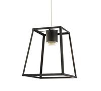 Industrial Lantern Pendant Light Shade in Matte Black Metal with Square Top and Bottom | 25cm x 21cm x 15cm | for Kitchens Dining Rooms Lounges etc by Happy Homewares