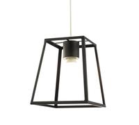 Industrial Lantern Pendant Light Shade in Matte Black Metal with Square Top and Bottom | 25cm x 21cm x 15cm | for Kitchens Dining Rooms Lounges etc by Happy Homewares